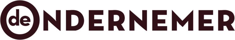Logo met het woord de in een cirkel gevolgd door het woord ONDERNEMER in vette, zwarte hoofdletters op een witte achtergrond.