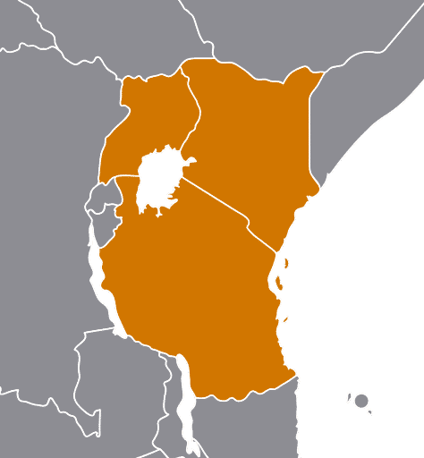 Afrika map-Kenia-Tanzania-Oeganda