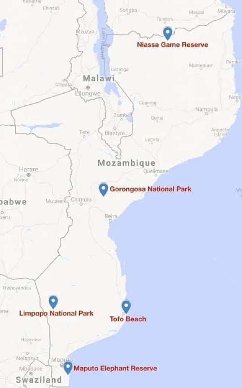 Mozambique Landkaart